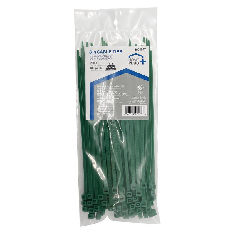 CABLE TIE 8" GRN 100PK