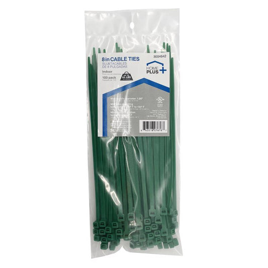 CABLE TIE 8" GRN 100PK