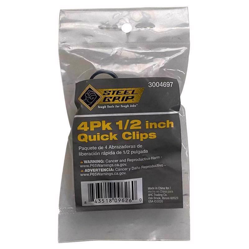 QUICK CLIP 1/2" BLK 4PK