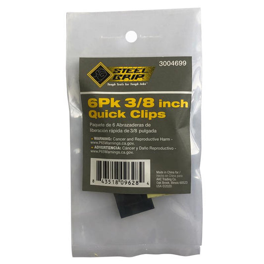 QUICK CLIP 3/8" BLK 6PK