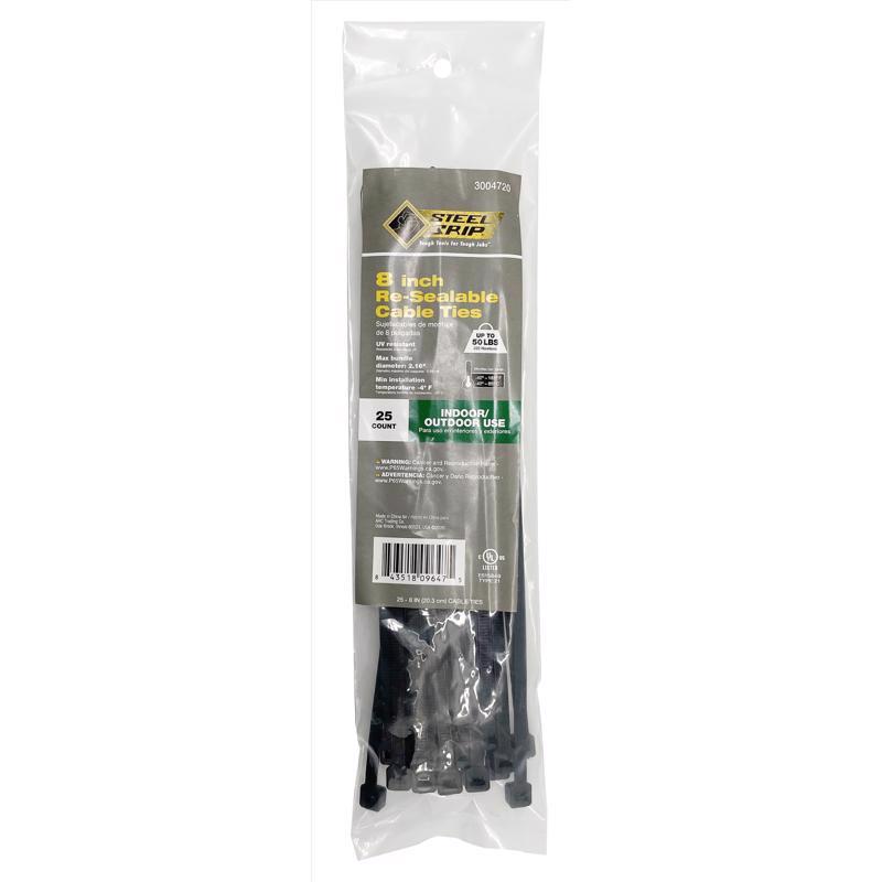 REUSE TIE STRAP 8" BLK