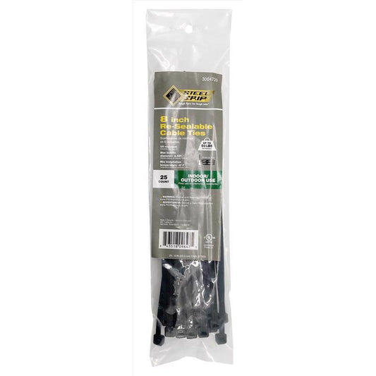 REUSE TIE STRAP 8" BLK