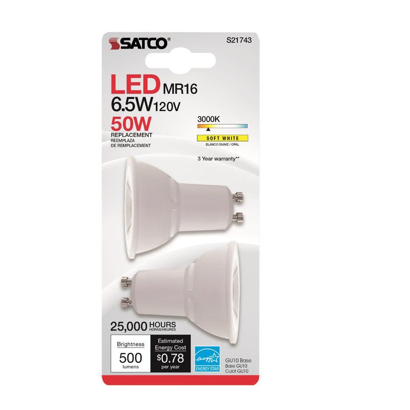 LED MR16 GU10 SW 50W 2PK