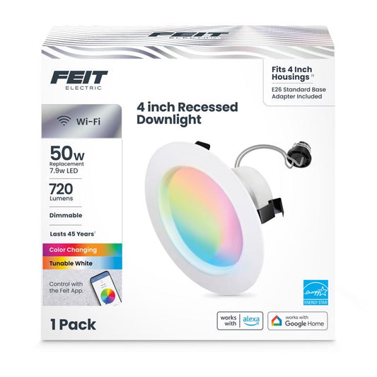 Feit Smart Home Frost White 5.1 in. W Aluminum LED Smart-Enabled Dimmable Recessed Downlight 8 W