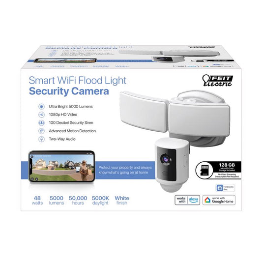 Feit Smart Home Motion-Sensing Hardwired LED White Smart-Enabled Security Floodlight