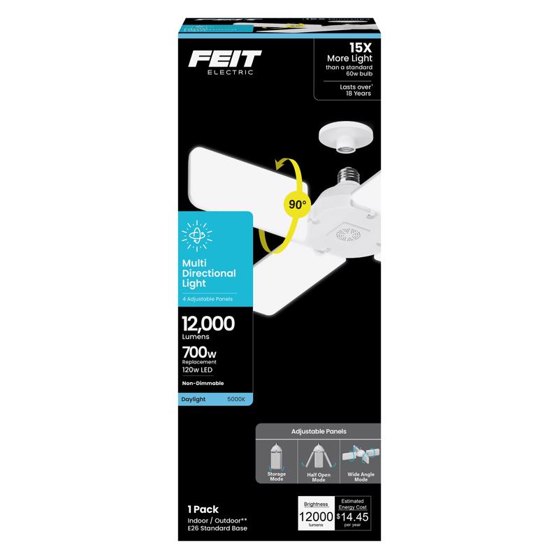 Feit Folding Panel E26 (Medium) LED Garage Bulb Daylight 500 Watt Equivalence 1 pk
