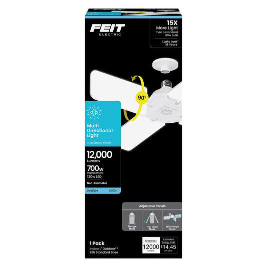 Feit Folding Panel E26 (Medium) LED Garage Bulb Daylight 500 Watt Equivalence 1 pk