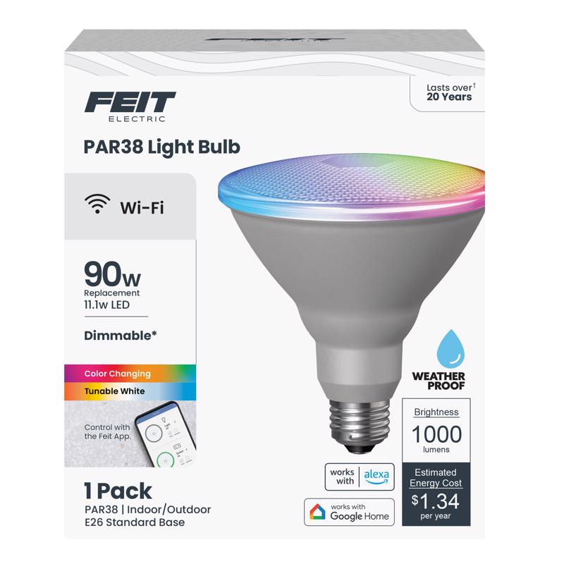 Feit Smart Home PAR38 E26 (Medium) Smart-Enabled LED Bulb Color Changing 90 Watt Equivalence 1 pk