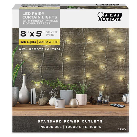 Feit LED Fairy String Light Curtain Warm White 5 ft. 120 lights