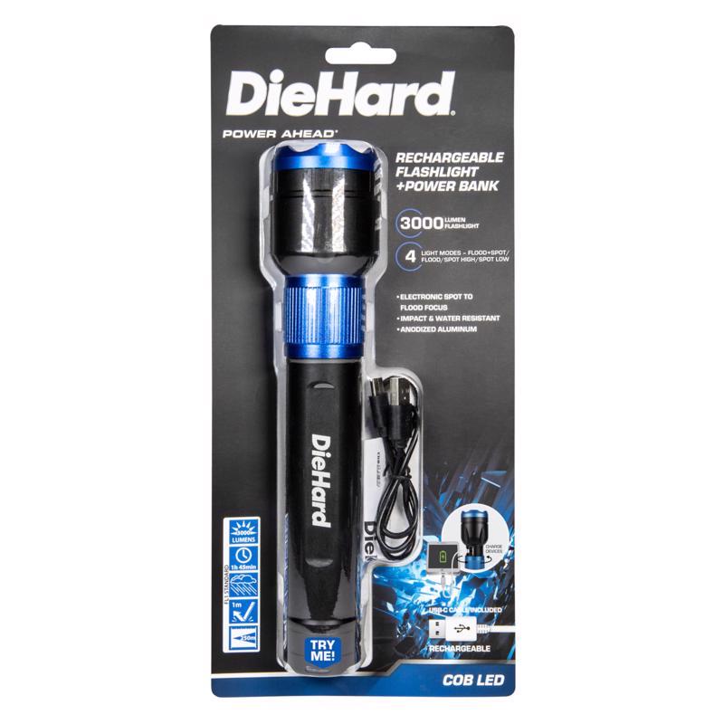 Dorcy DieHard 3400 lm Black/Blue LED Rechargeable Flashlight Power Bank