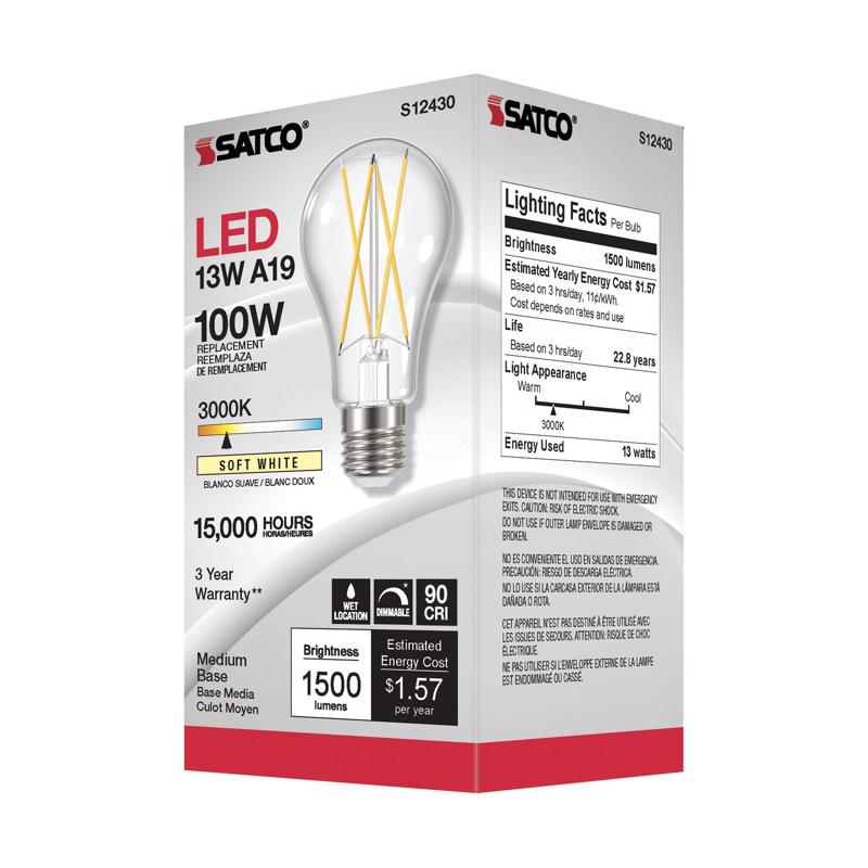 FIL LED BULB A19 E26 8W