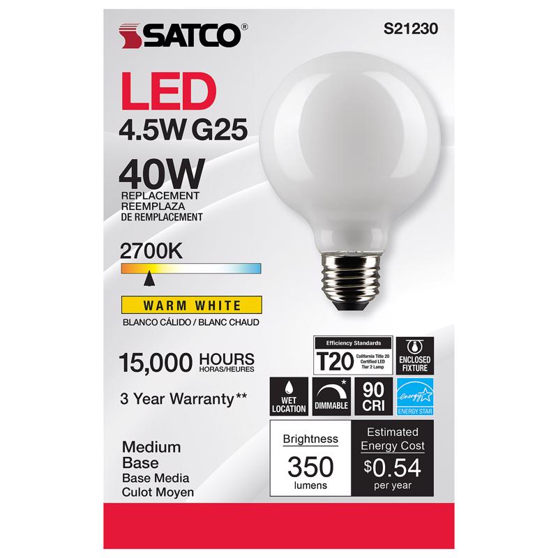 FIL LED BULB G25 E26 9W