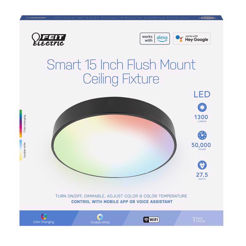 CEIL LIGHT BLK 15"W