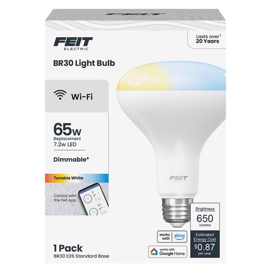 Feit BR30 E26 (Medium) Smart-Enabled LED Bulb Tunable White 65 Watt Equivalence 1 pk