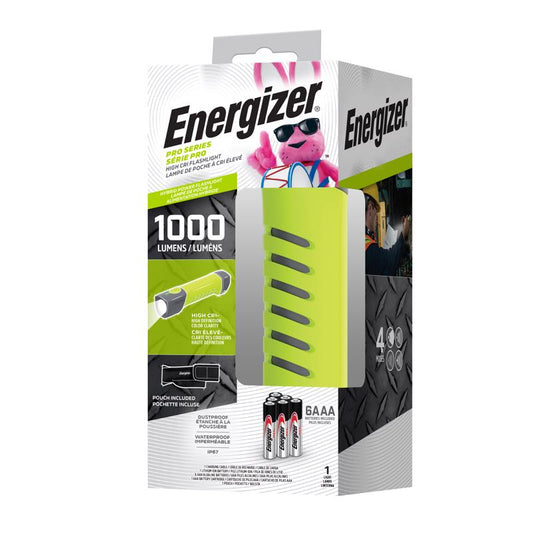 Energizer Pro Series 1000 lm Gray/Green LED Rechargeable Flashlight AAA Battery