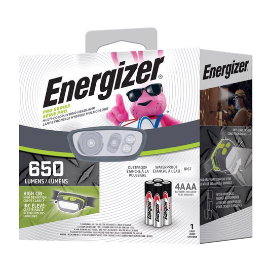 Energizer Pro Series 650 lm Gray/Green LED Rechargeable Head Lamp AAA Battery