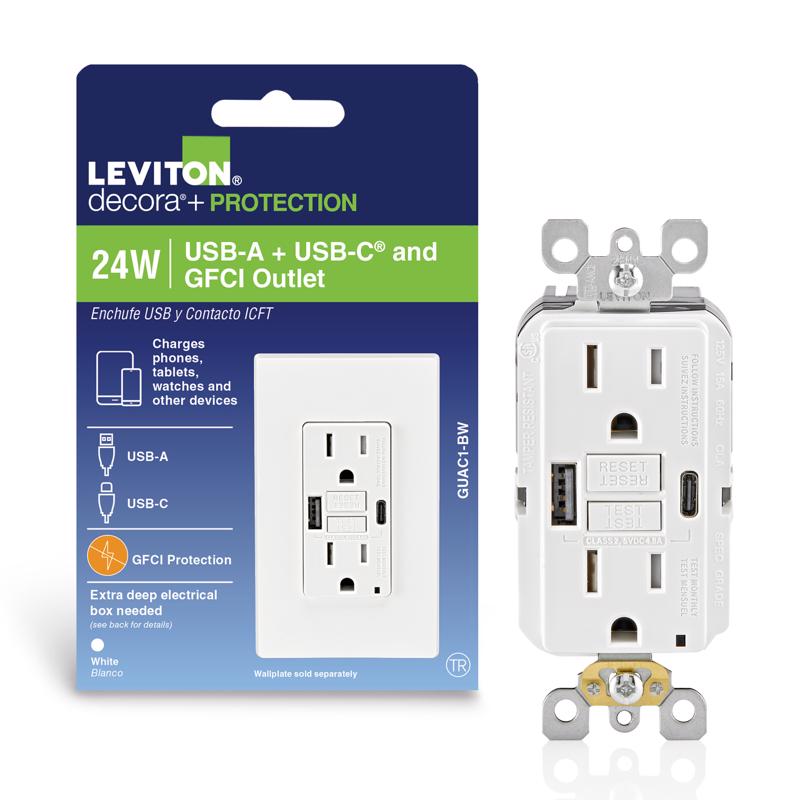 OUTLET/USB GFCI 15A WHT