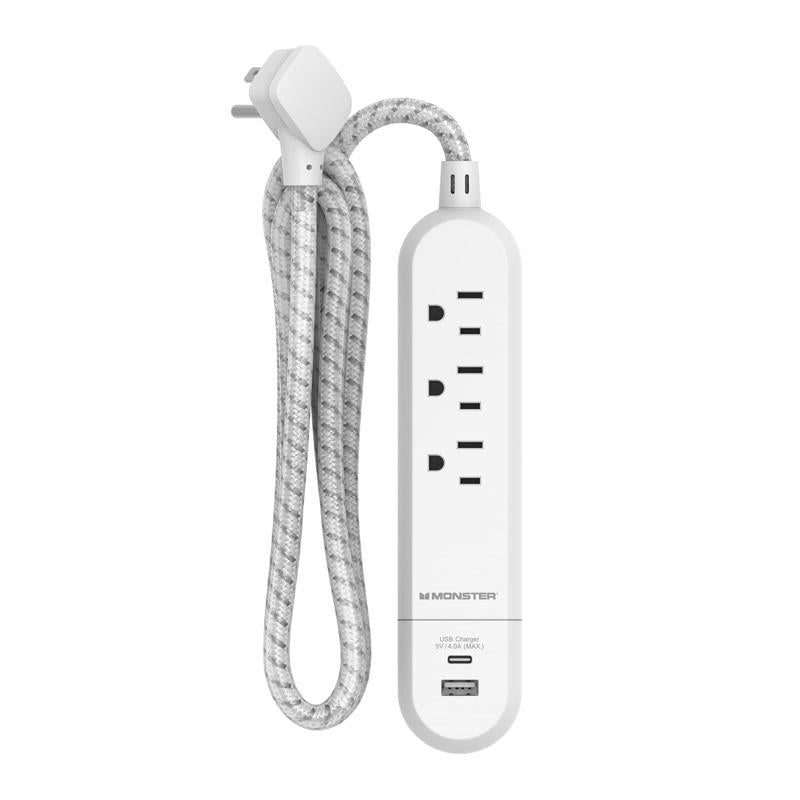 POWER STRIP W/USB 4' 3OU