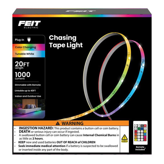 Feit 20 ft. L Color Changing Plug-In LED Tape Light 1 pk