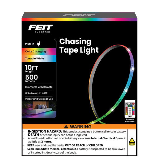 Feit 10 ft. L Color Changing Plug-In LED Tape Light 1 pk