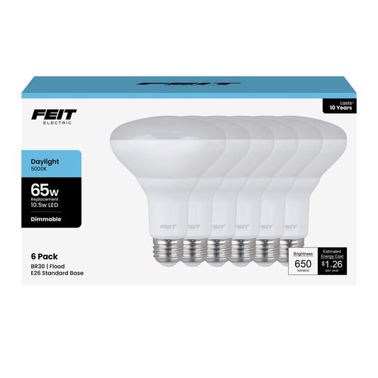 Feit BR30 E26 (Medium) LED Bulb Daylight 65 Watt Equivalence 6 pk