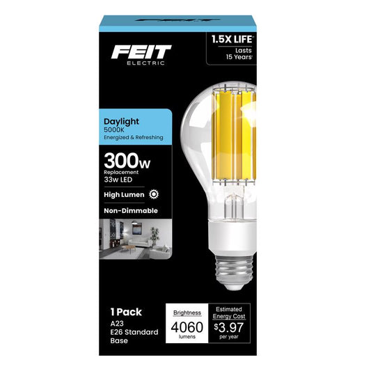 Feit A23 E26 (Medium) Filament LED Bulb Daylight 300 Watt Equivalence 1 pk