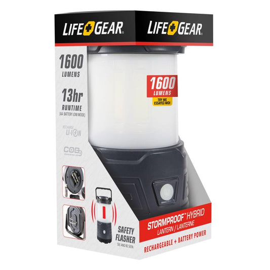 Dorcy Lifegear 1600 lm Black LED Rechargeable Flashlight Lantern AA Battery