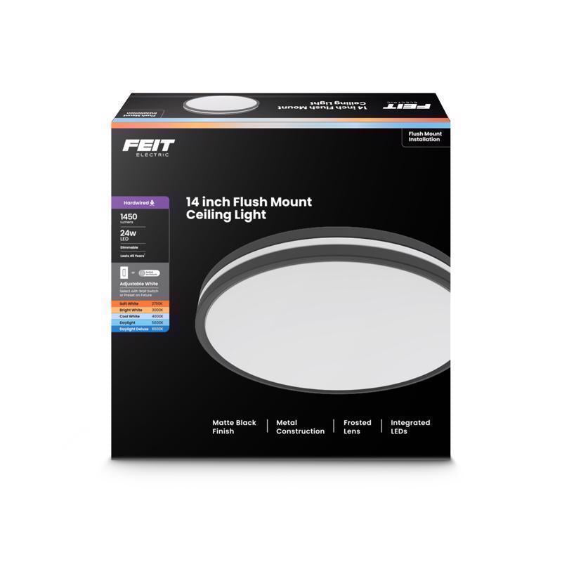 CEIL LIGHT BLK 14"W