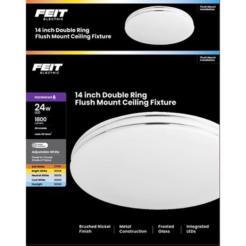 CEIL LIGHT BR NCKL 14"W