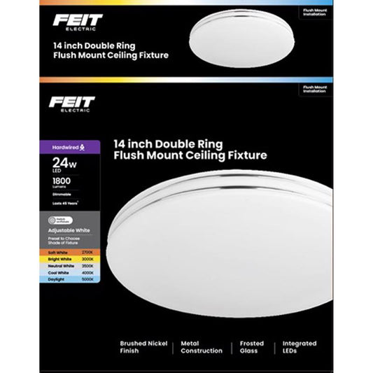 CEIL LIGHT BR NCKL 14"W