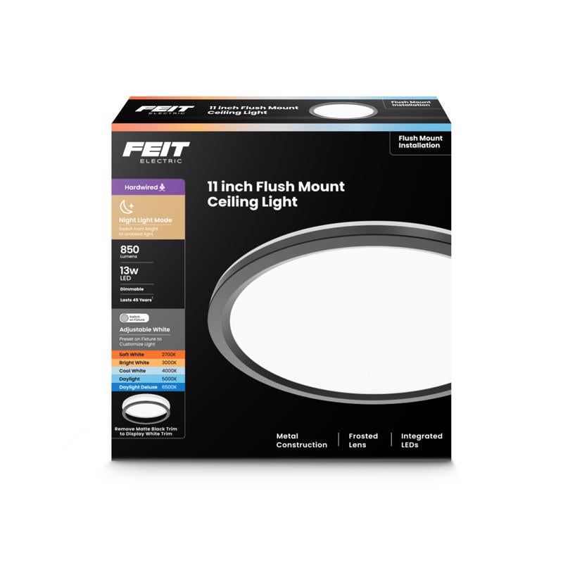 Feit 3 in. H X 11 in. W X 11 in. L Matte Black Black Ceiling Fixture