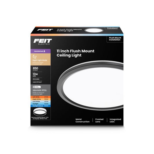 Feit 3 in. H X 11 in. W X 11 in. L Matte Black Black Ceiling Fixture