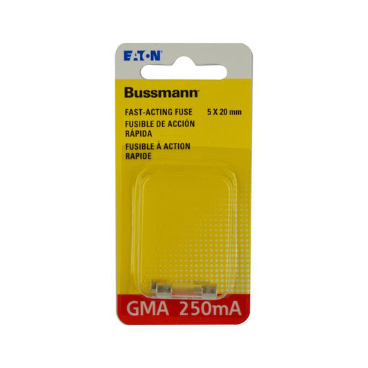 Bussmann 0.25 amps Fast Acting Glass Fuse 2 pk