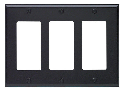 WALL PLATE 3G BLK DECOR