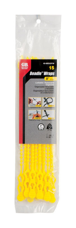 BEADED CABLE TIE 12" YLW