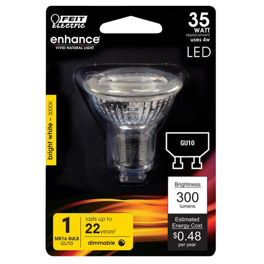 Feit Enhance MR16 GU10 LED Bulb Bright White 35 Watt Equivalence 1 pk