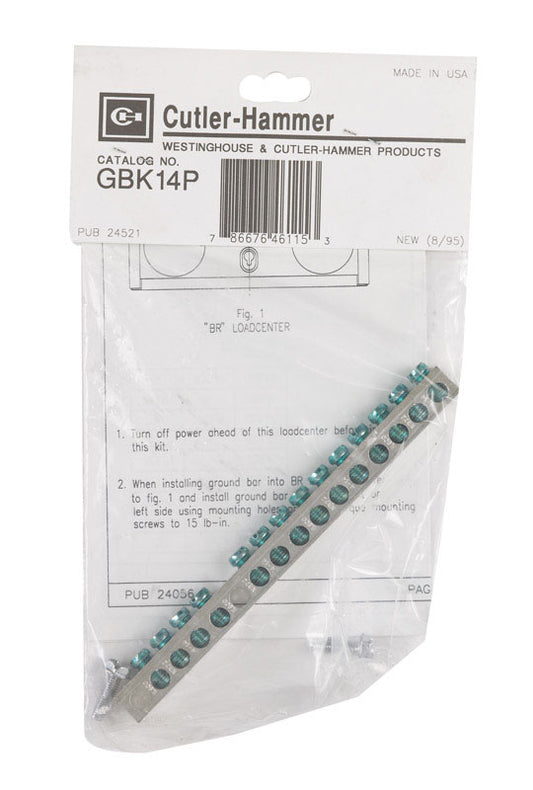 Eaton Cutler-Hammer 14 space 14 circuits Bolt-On Mount Ground Bar Kit