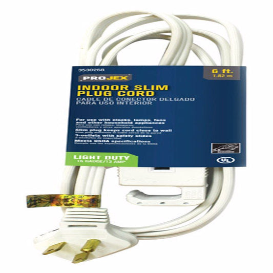SLIM PLUG CORD 6' WHT
