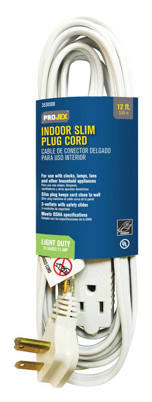 SLIM PLUG CORD 12' WHT