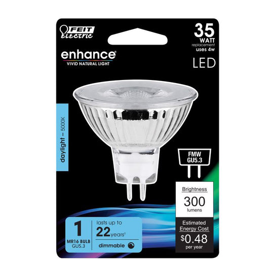 Feit Enhance MR16 GU5.3 LED Bulb Daylight 35 Watt Equivalence 1 pk