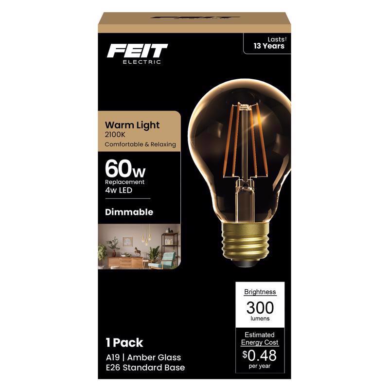 Feit A19 E26 (Medium) LED Bulb Amber Soft White 60 Watt Equivalence 1 pk