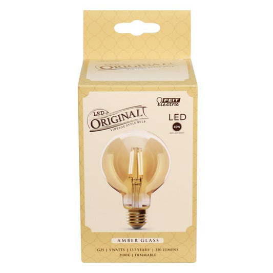 Feit G25 E26 (Medium) LED Bulb Amber 40 Watt Equivalence 1 pk