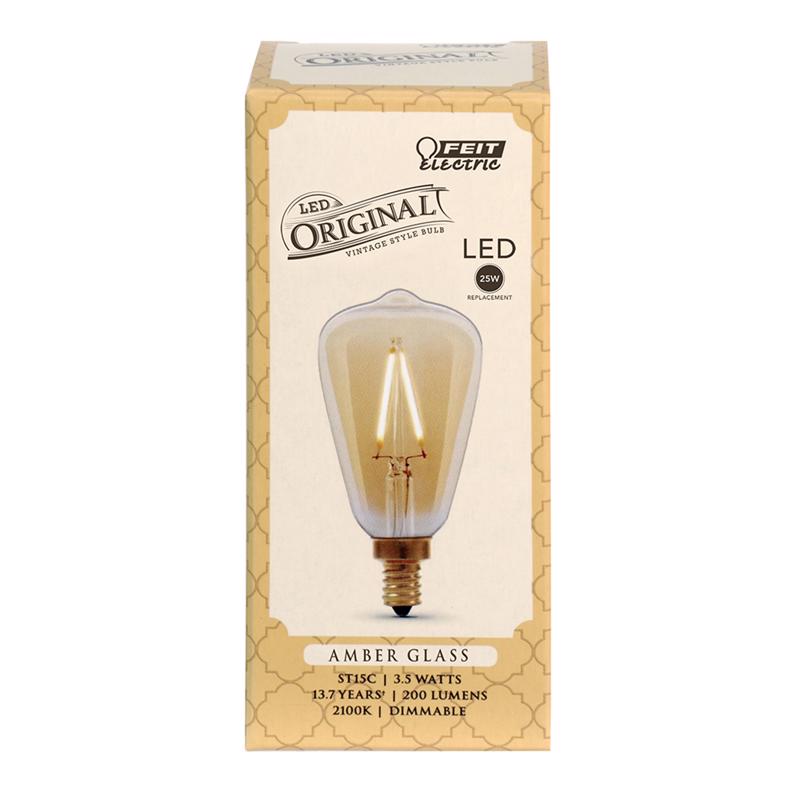 Feit ST15 E12 (Candelabra) Filament LED Bulb Amber Soft White 25 Watt Equivalence 1 pk