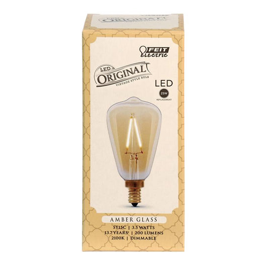 Feit ST15 E12 (Candelabra) Filament LED Bulb Amber Soft White 25 Watt Equivalence 1 pk