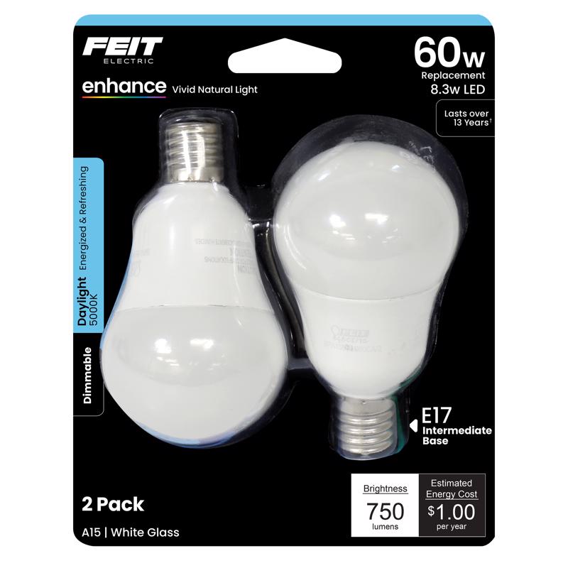 LED A15 E17 DL 60W 2PK