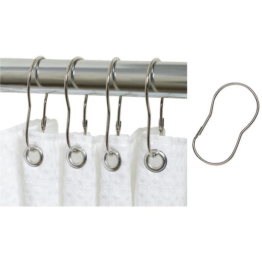 Zenith Zenna Home Chrome Silver Metal Shower Curtain Rings 12 pk