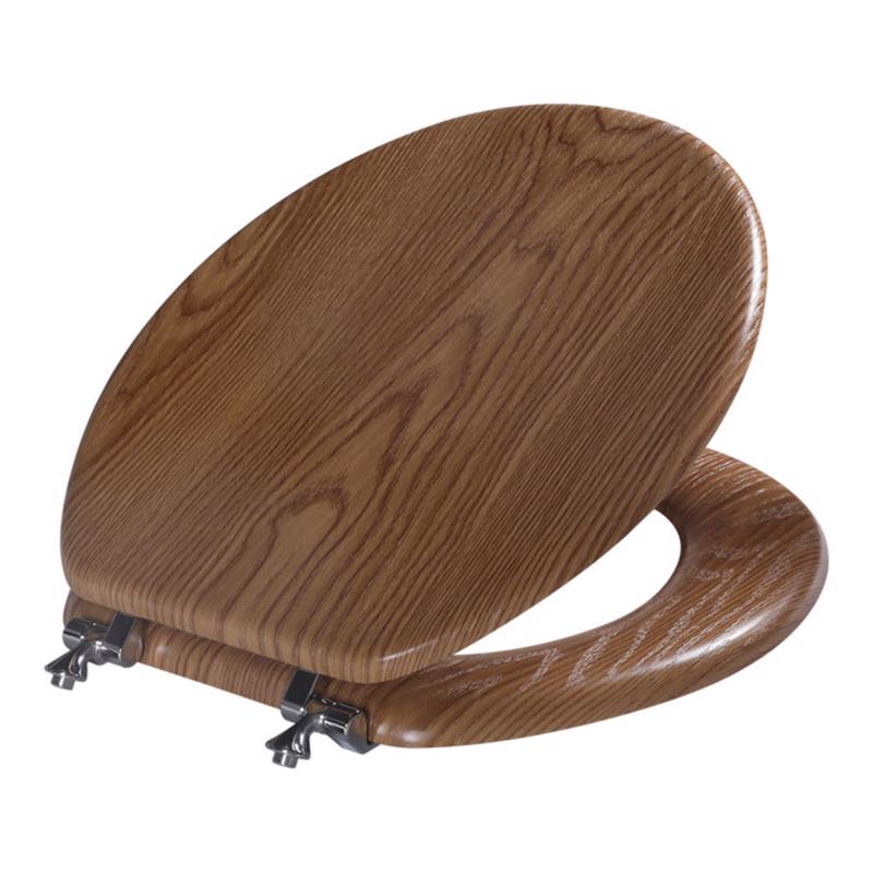 TOILT SEAT RND WD BRWN