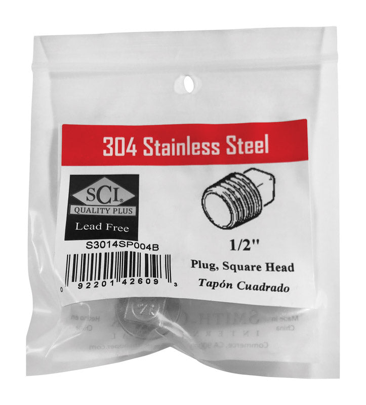 SQUARE HEAD PLUG 1/2 SS