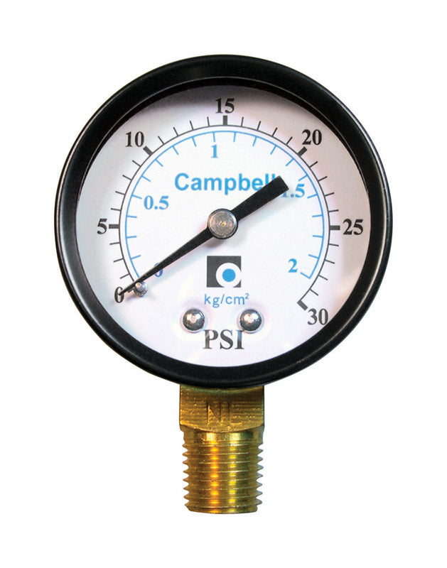 PRESSURE GAUGE 30PSI BRS
