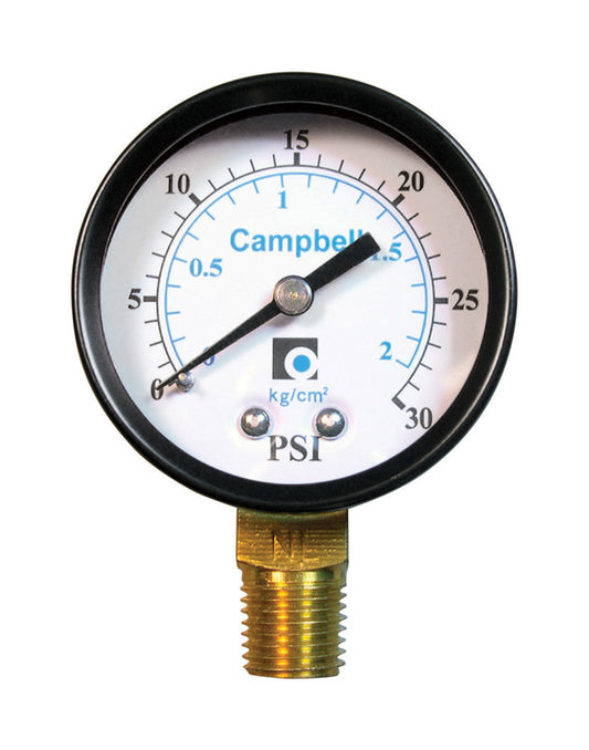 PRESSURE GAUGE 30PSI BRS